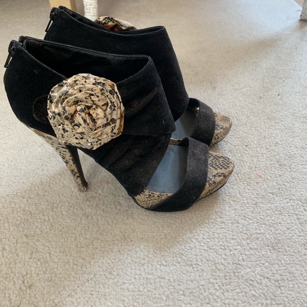 Velvet snake skin booties